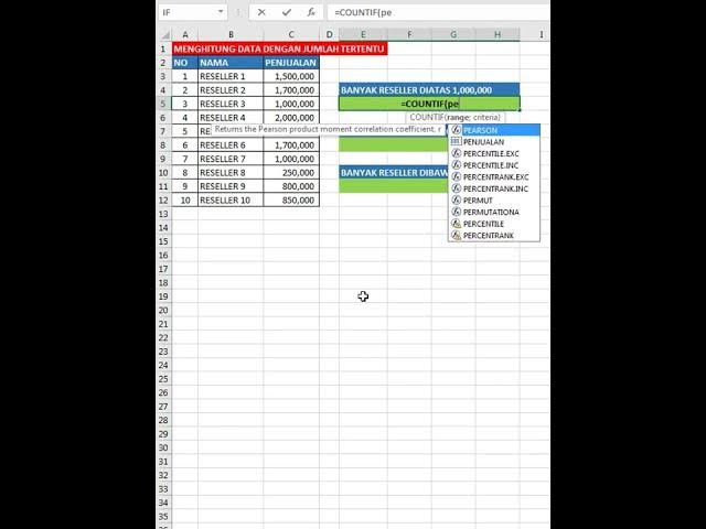 Video thumbnail for CARA MENGHITUNG BANYAK DATA PENJUALAN DENGAN KRITERIA | CARA MENGHITUNG BANYAK DATA EXCEL
