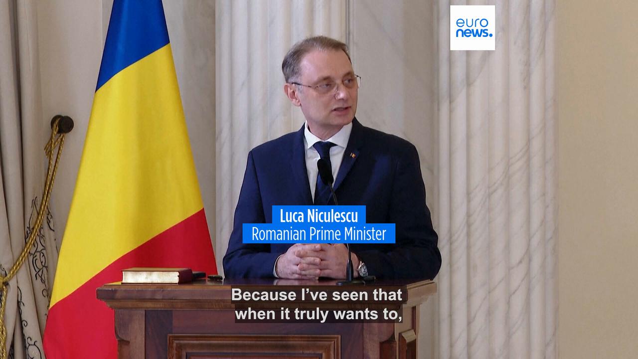 Video thumbnail for New Romanian prime minister Luca Niculescu and cabinet members sworn in