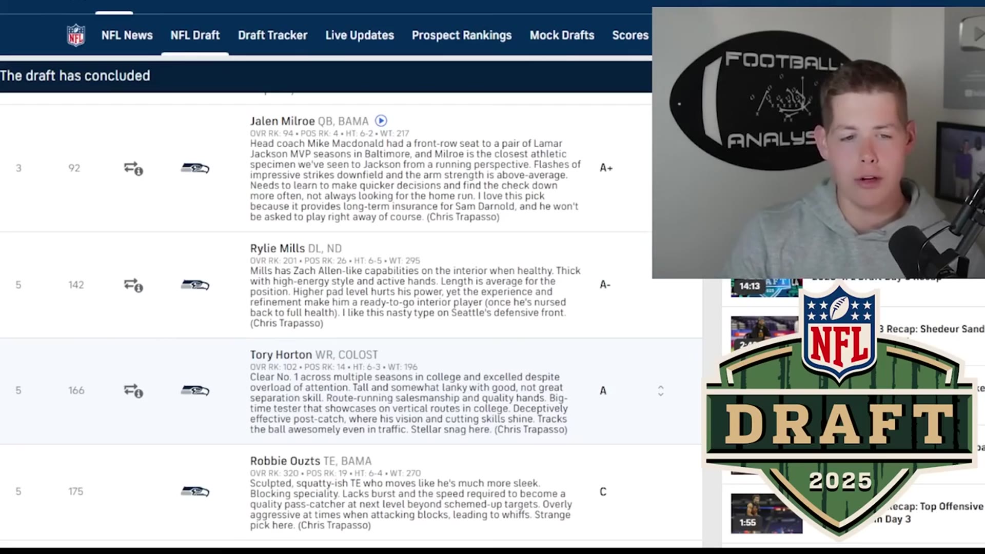 'Video thumbnail for The Biggest Steals Of The 2025 NFL Draft'