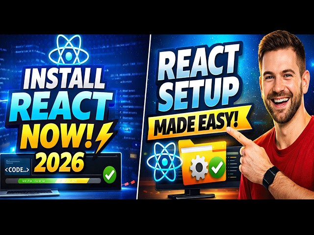 Video thumbnail for How to Install React JS in 5 Minutes ⚡ | React Tutorial 2026