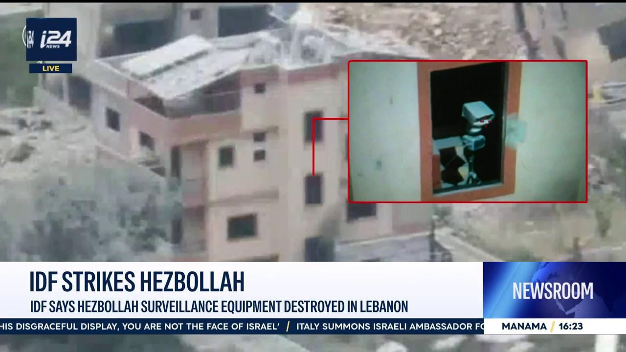 Video thumbnail for IDF strikes Hezbollah: IDF says Hezbollah surveillance equipment destroyed in Lebanon