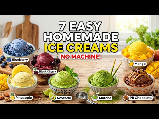 Video thumbnail for 7 Easy Homemade Ice Creams | No Machine Needed #easyrecipe #icecreamrecipe