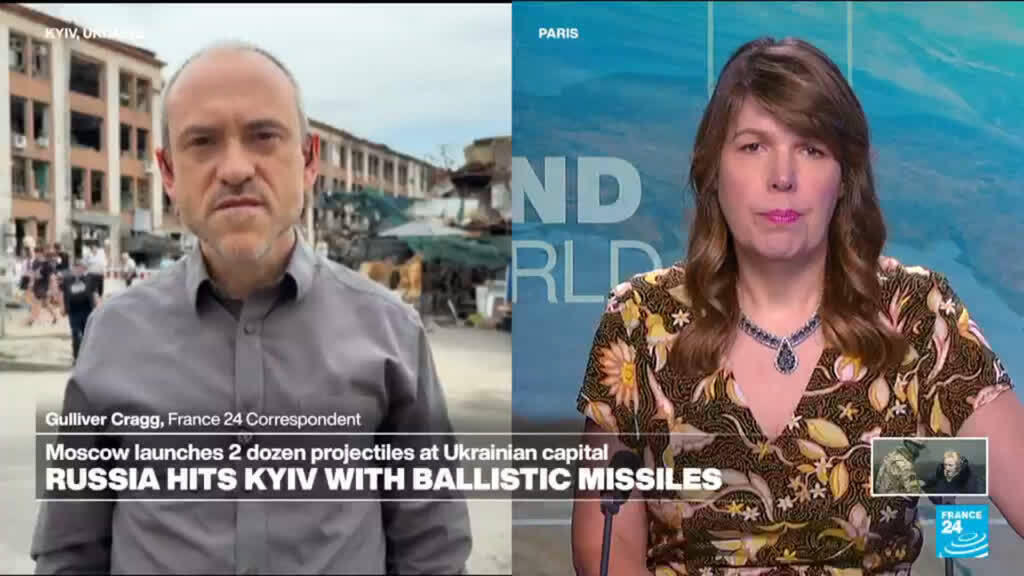 Video thumbnail for Russia hits Kyiv with ballistic missiles