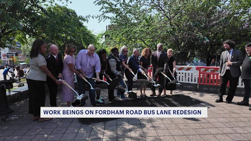 Video thumbnail for Work begins on Fordham Road bus lane redesign