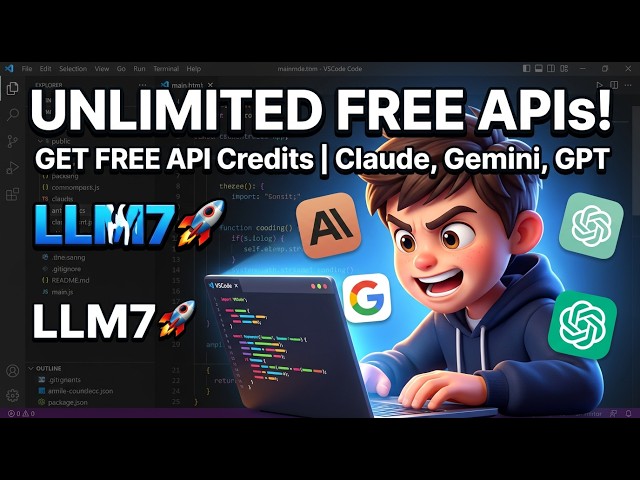 Video thumbnail for LLM7 🚀 Get FREE API Credits | Unlimited FREE Claude Opus, GPT, Gemini APIs (OpenAI Compatible
