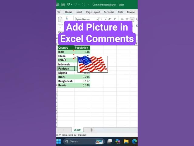 Video thumbnail for Show Images on Hover Using Excel Comments #excelwithbrainbell #excel