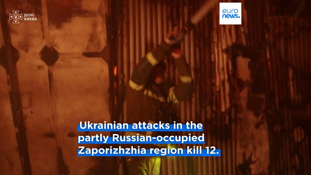 Video thumbnail for Russian strikes across Ukraine kill at least eight over last 24 hours