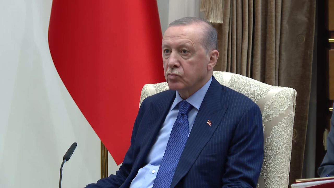 Video thumbnail for Türkiye: Turkish President Erdogan says he expects 'favorable decision' on F-35 fighter jets from NATO summit.