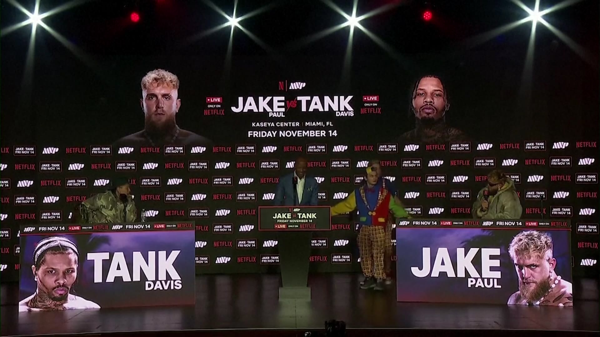 'Video thumbnail for 'You are the f**king clown' - Gervonta Davis and Jake Paul press conference heats up over domestic violence spat'