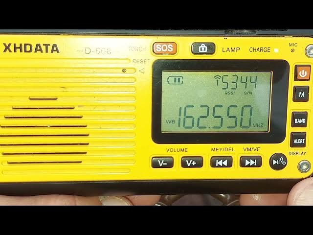 Video thumbnail for XHDATA D-608 MW/FM/SW/WX/TF/BT/USB/MP3 Radio - NOAA Weather Band Scan from Chantilly Virginia