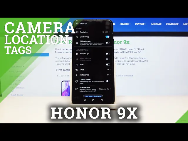 Video thumbnail for How to Turn On/ Off Camera Location Tags HUAWEI Honor 9X – Camera Settings