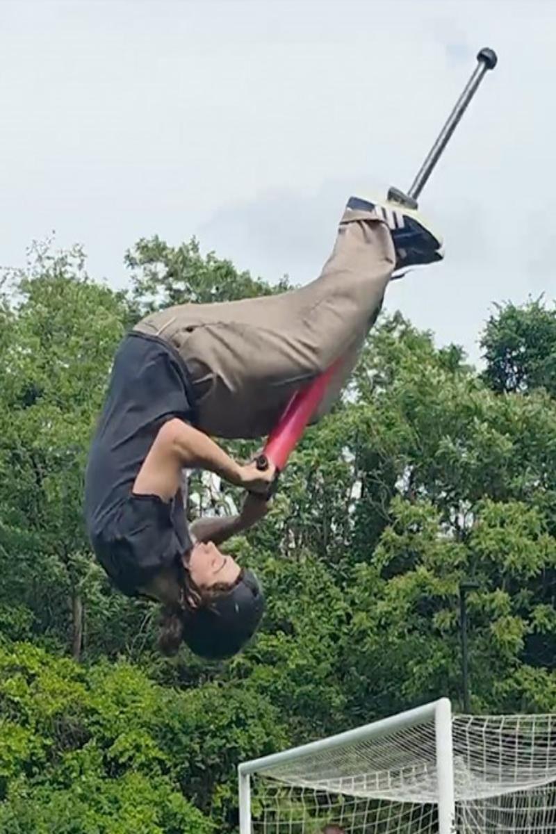 Video thumbnail for Farthest forward flip pogo jump  6.75 metres (22 ft 2 in) by Henry Cabelus