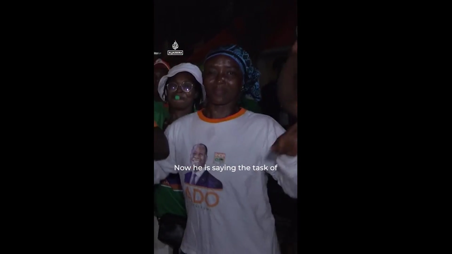 'Video thumbnail for Supporters celebrate Ivory Coast president's massive election victory'