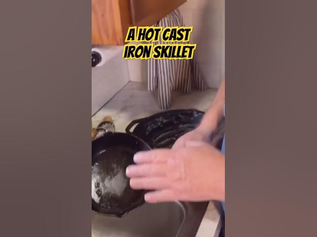 Video thumbnail for NEVER DO THIS To A Hot Cast Iron Skillet! #mrcastiron #castiron #castironskillet