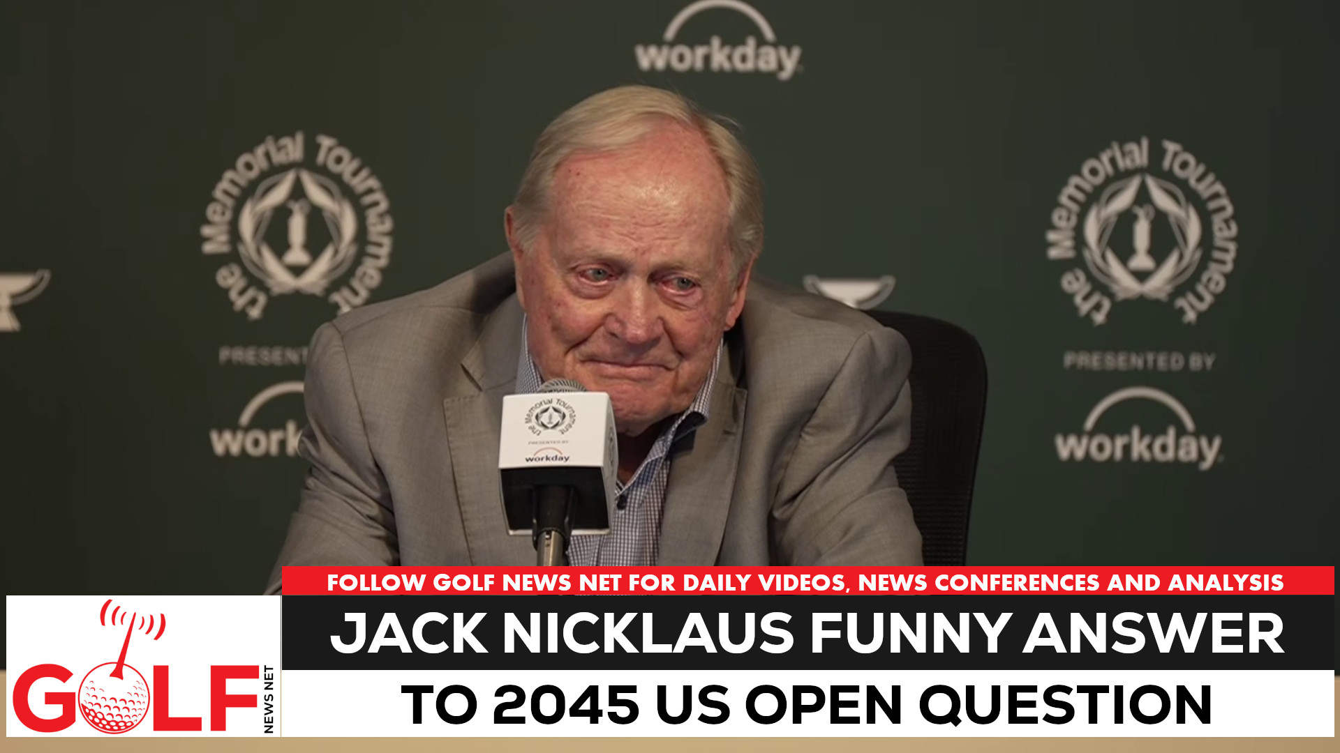 Video thumbnail for Jack Nicklaus laughs at mortality when asked about the 2045 US Open site