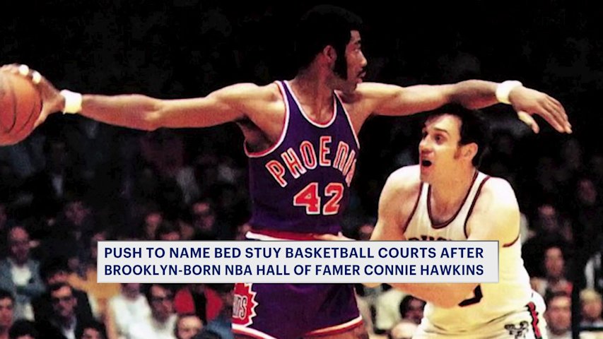 Video thumbnail for Bed-Stuy residents renew push to dedicate basketball courts after Brooklyn-born NBA Hall of Famer