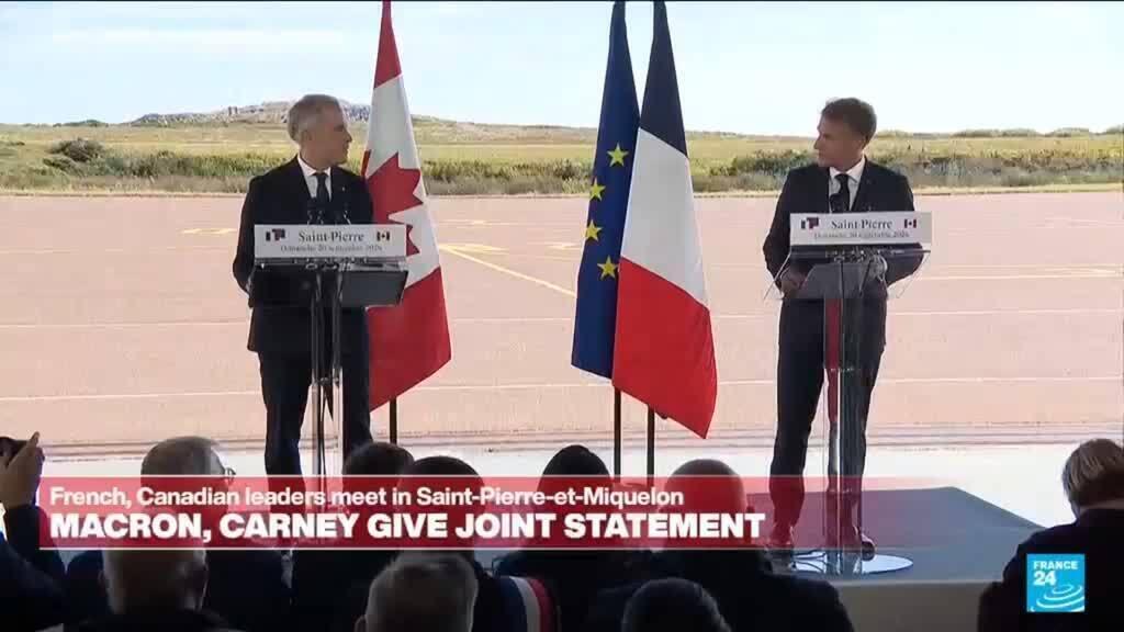 Video thumbnail for Replay: Macron, Carney hail new chapter on France-Canada ties at St. Pierre and Miquelon meeting