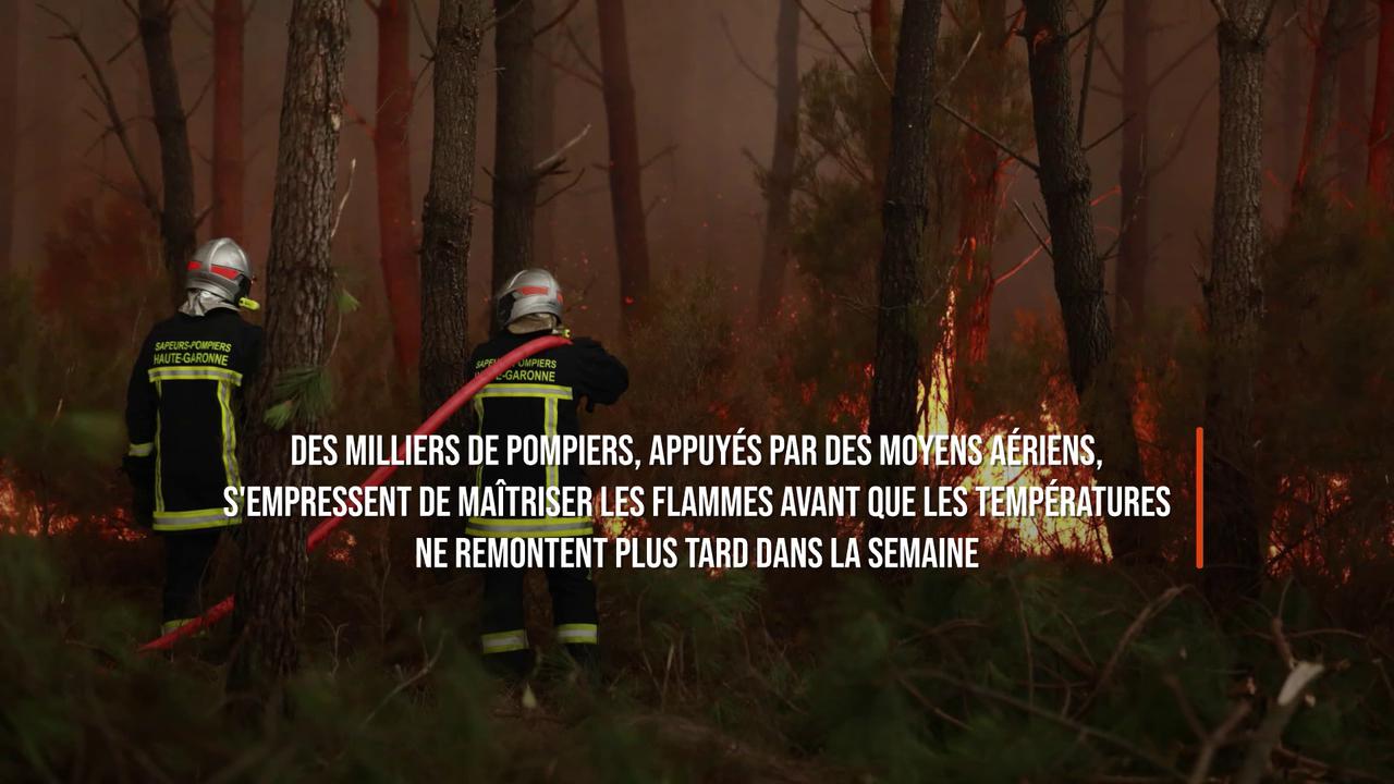 Video thumbnail for Emmanuel Macron tient une cellule de crise alors que les incendies ravagent le pays.