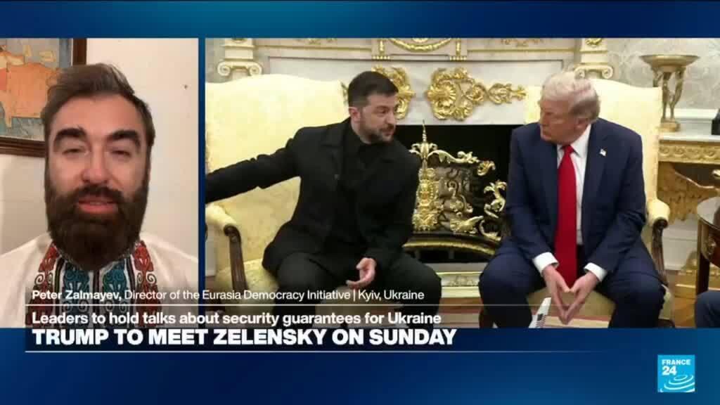 Video thumbnail for U.S. President Donald Trump set to hold talks with Zelensky on Sunday
