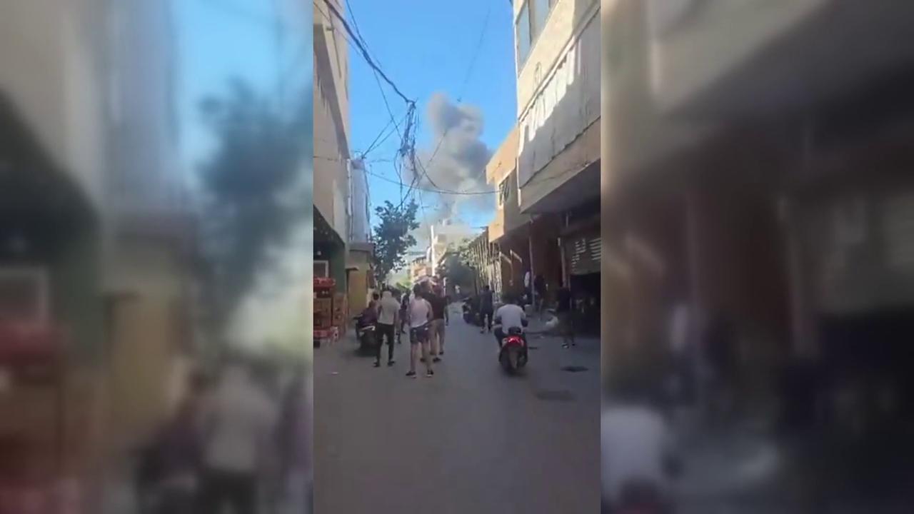 Video thumbnail for Lebanon: Residents Flee After Israeli Strike Hits Building in Lebanons's Tyre.