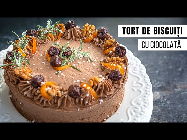 'Video thumbnail for Tort de biscuiți cu ciocolată -  rețeta simplă și rapidă de tort fără coacere | Bucate Aromate'