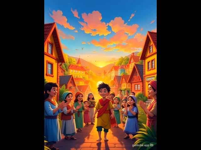 Video thumbnail for Young boy in a village magical brush