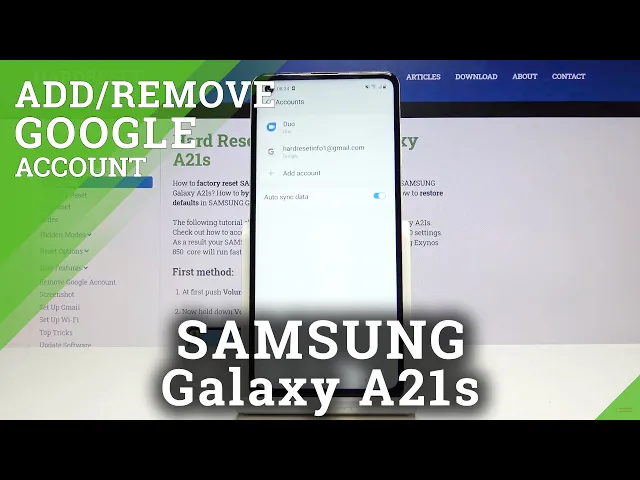 Video thumbnail for How to Add Google Account on SAMSUNG Galaxy A21s - Remove Google Account