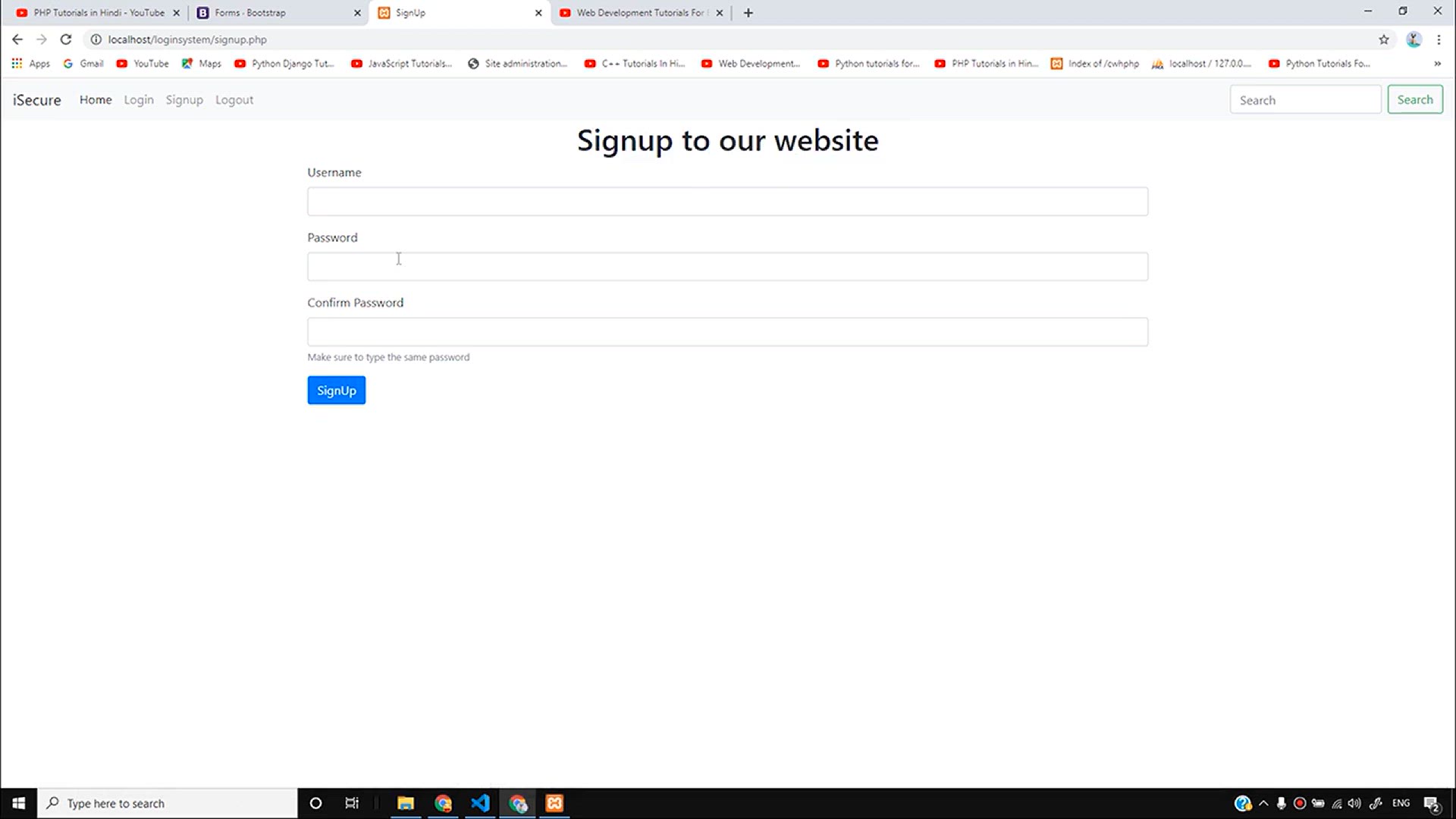 'Video thumbnail for PHP Login System Tutorial_ Creating Tables and SignUp Form _ PHP Tutorial #41'
