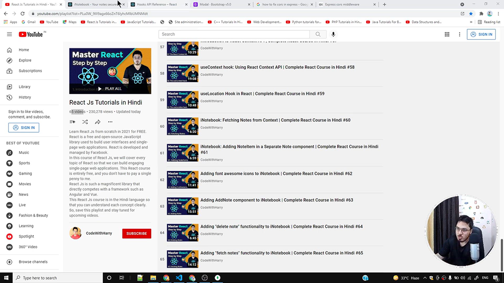 'Video thumbnail for Updating Notes on edit in the UI using React _ Complete React Course in Hindi #67'