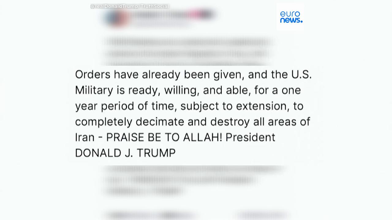 Video thumbnail for Trump threatens to 'completely decimate' Iran, a day after claiming talks to take place