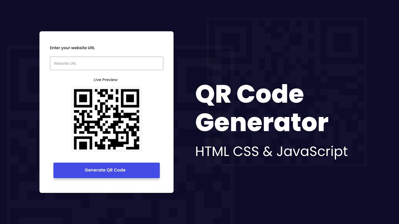 'Video thumbnail for How To Make QR Code Generator Website Using HTML CSS And JavaScript'