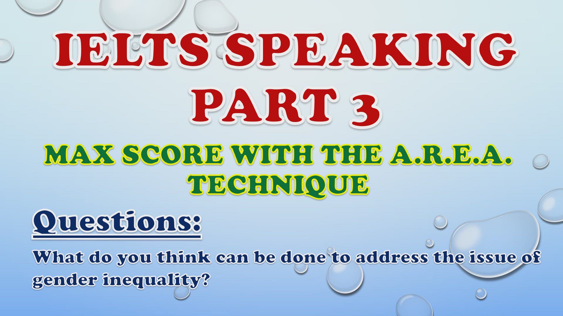 'Video thumbnail for What do you think can be done to address the issue of gender inequality? - IELTS Speaking Part 3'
