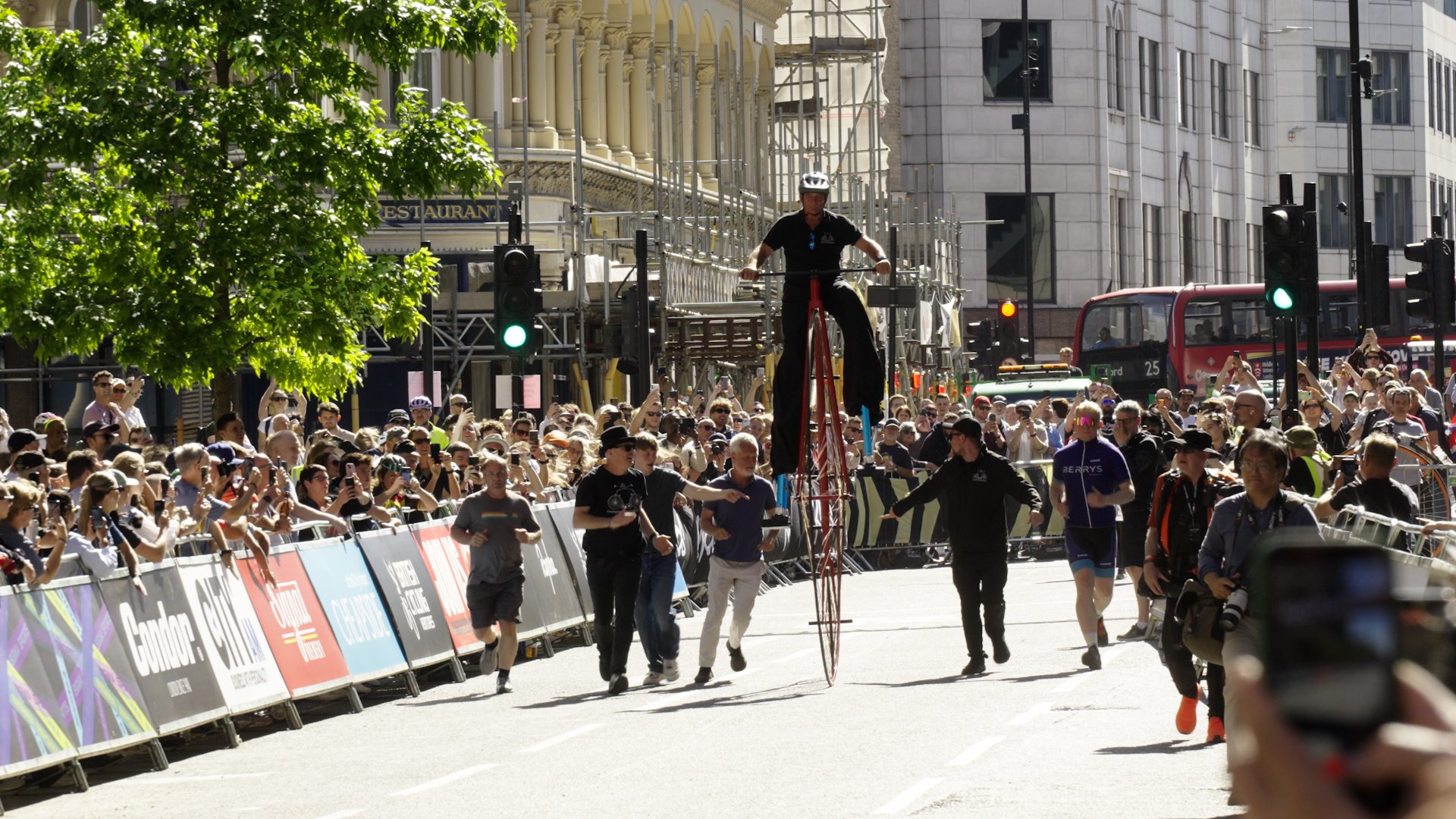 Video thumbnail for Largest rideable penny farthing - 254 cm front wheel diameter built by Dan Bolwell