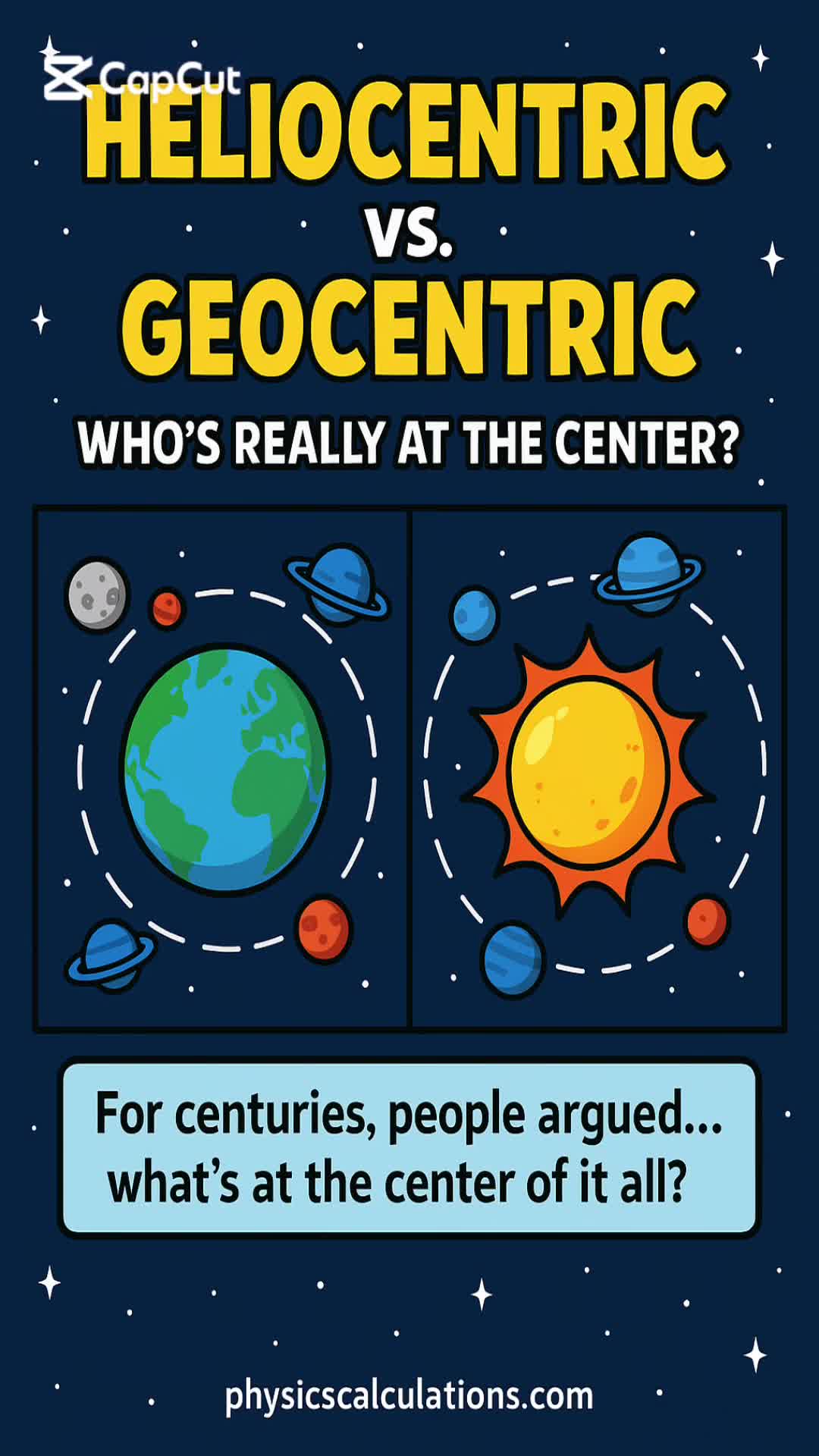 'Video thumbnail for HELIOCENTRIC vs GEOCENTRIC — Who Really Sits at the Center of the Universe? 🔭 🌍☀️'