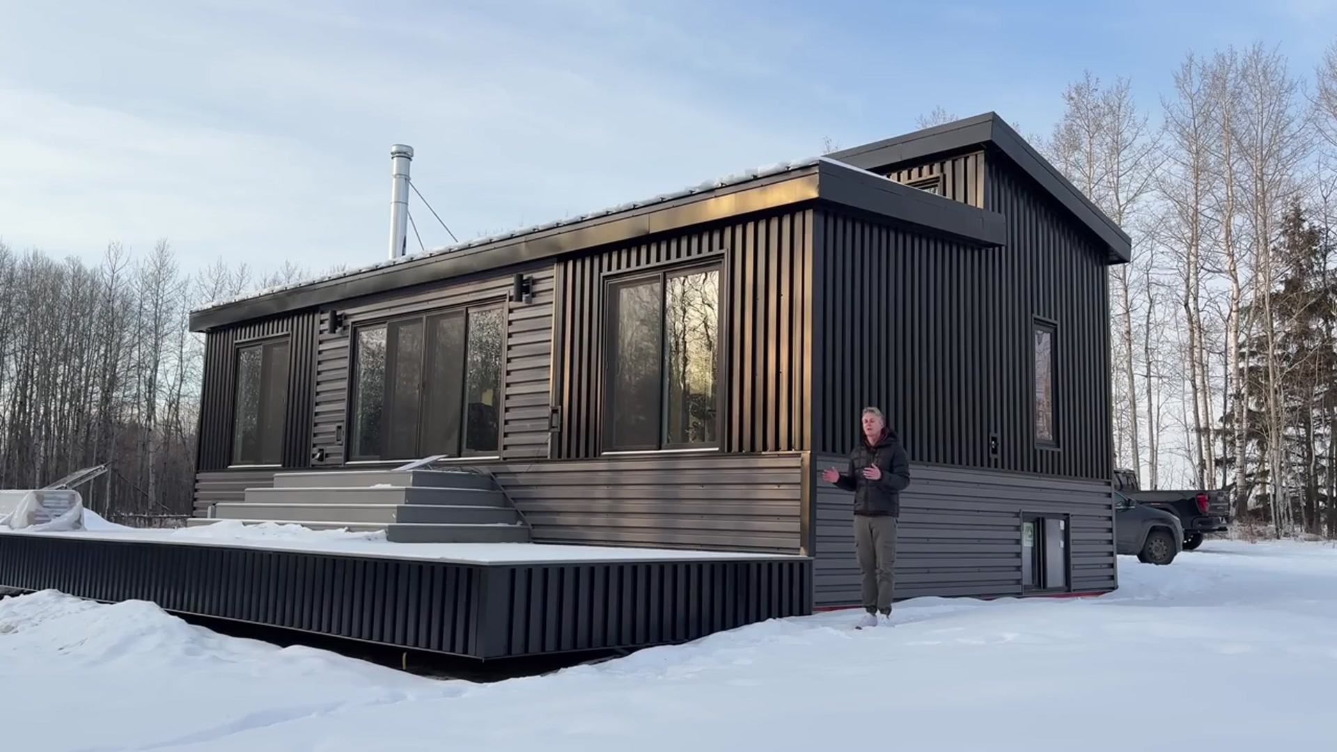 'Video thumbnail for kerry tarnow: inside an 882 sq ft prefab home! full tour of modern modular alpine 882'