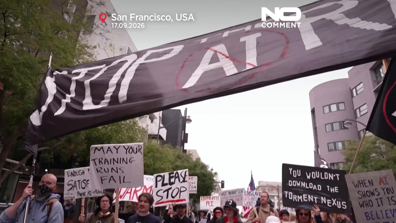 Video thumbnail for Protesters target OpenAI and Anthropic in San Francisco over AI safety fears