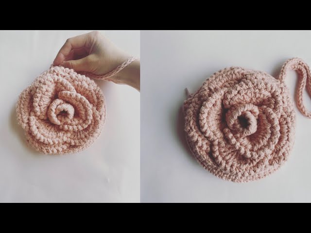 Video thumbnail for Easy crochet rose flower purse