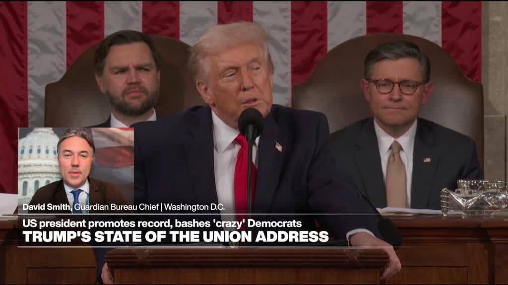 Video thumbnail for Trump’s 2026 State of Union address shows US politics ‘as divided as ever’