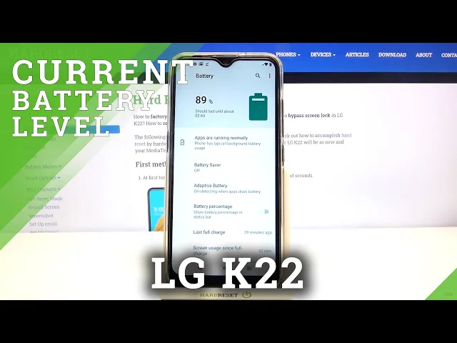 Video thumbnail for How to Locate Battery Percentage in LG K22 – Battery Settings