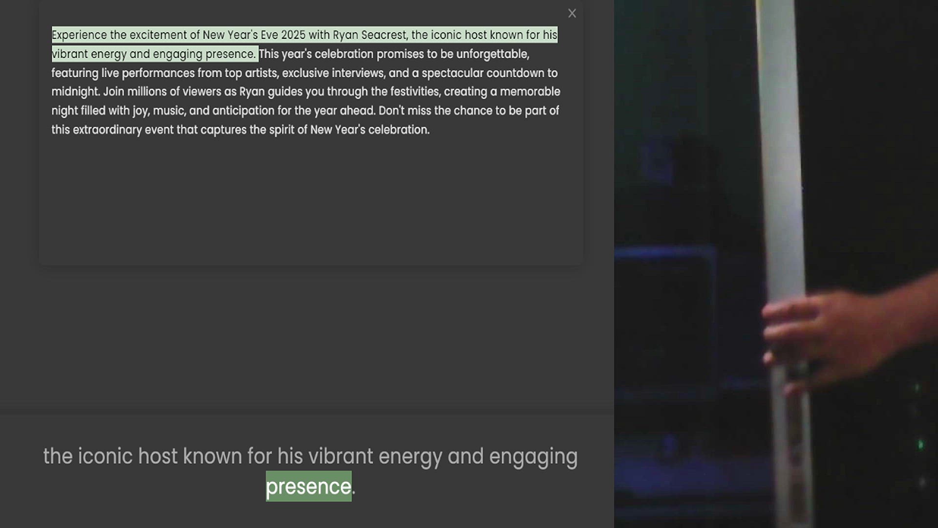 Video thumbnail for Experience the excitement of New Year's Eve 2025 with Ryan Seacrest, the iconic host known for his vibrant energy and engaging presence. This year's celebration promises to be unforgettable, featuring live performances from top artists, e