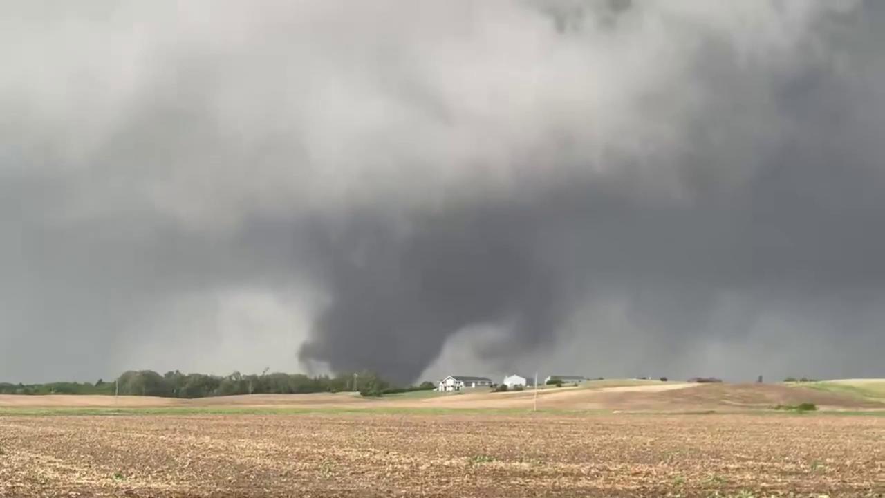 Video thumbnail for US: Violent Wedge Tornado Tears Across Nebraska Farmland Near St. Libory.