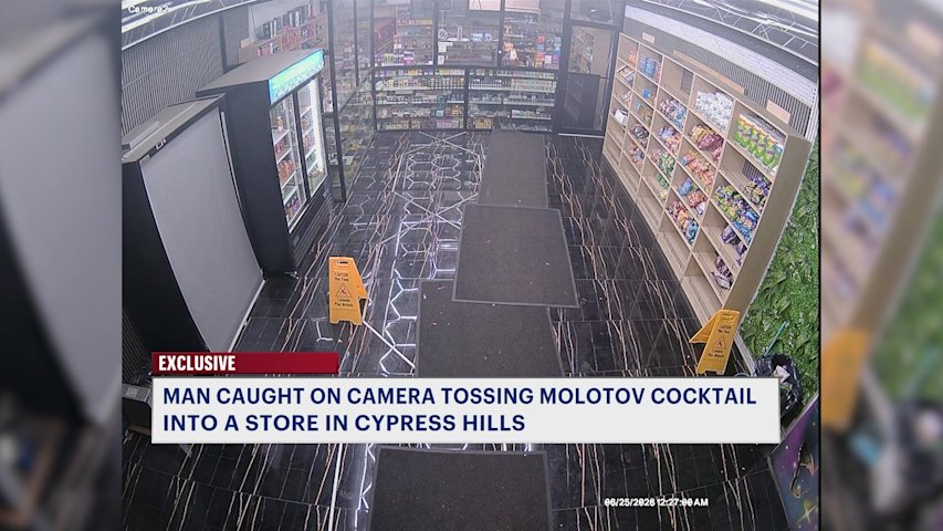 Video thumbnail for Man suspected of throwing Molotov cocktail inside Brooklyn smoke shop