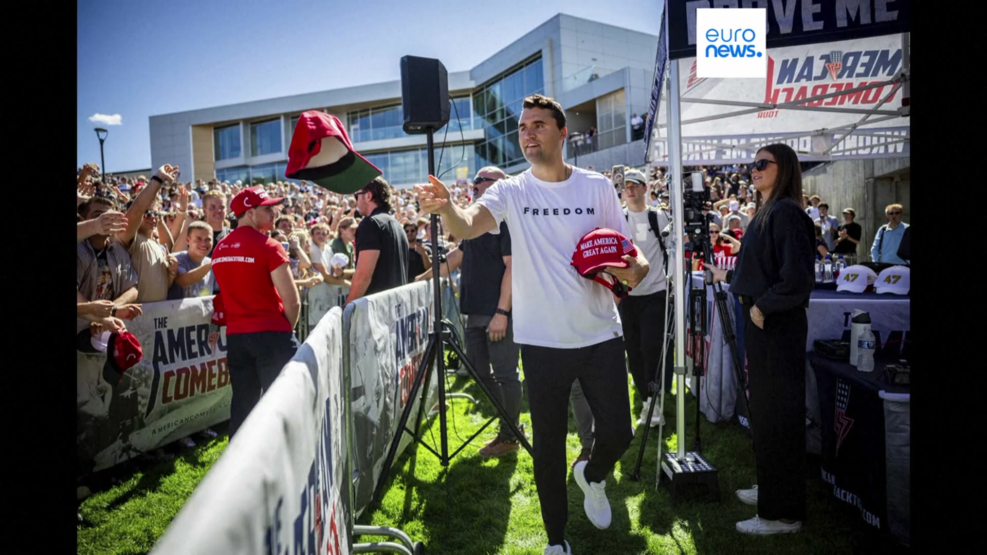 'Video thumbnail for Watch: People seen leaving university campus after Charlie Kirk shooting at Utah Valley University'