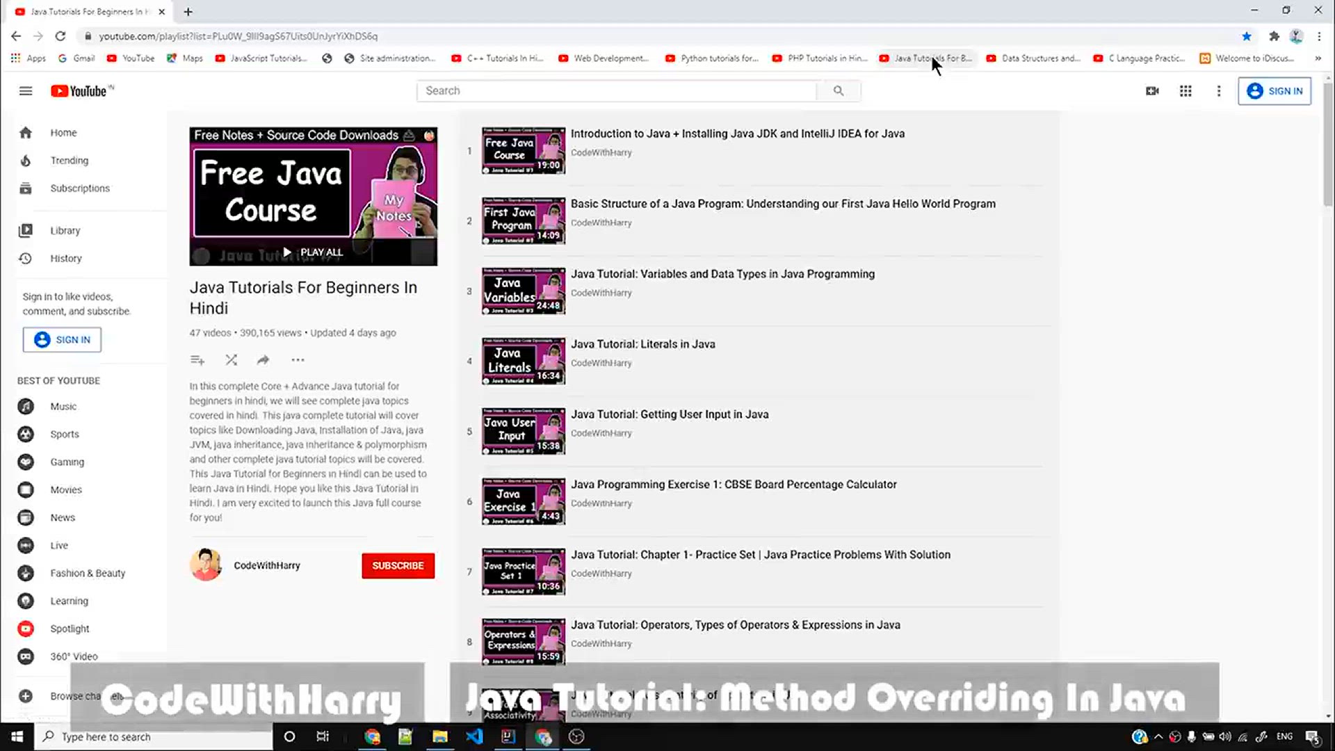 'Video thumbnail for Method Overriding in Java'