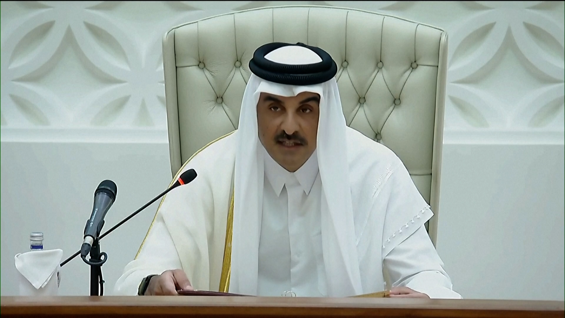 'Video thumbnail for Qatar's Emir condemns 'continued violation' of Gaza ceasefire'