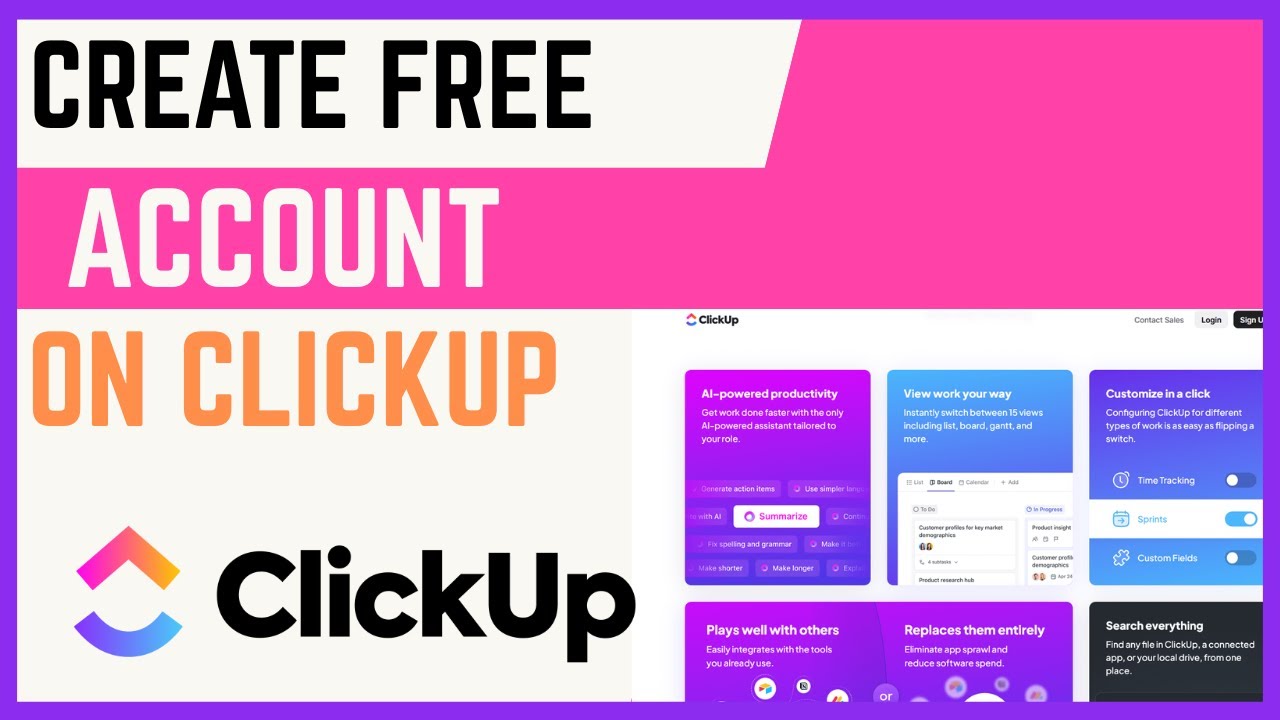 Video thumbnail for How To Sign Up And Create Free ClickUp Account