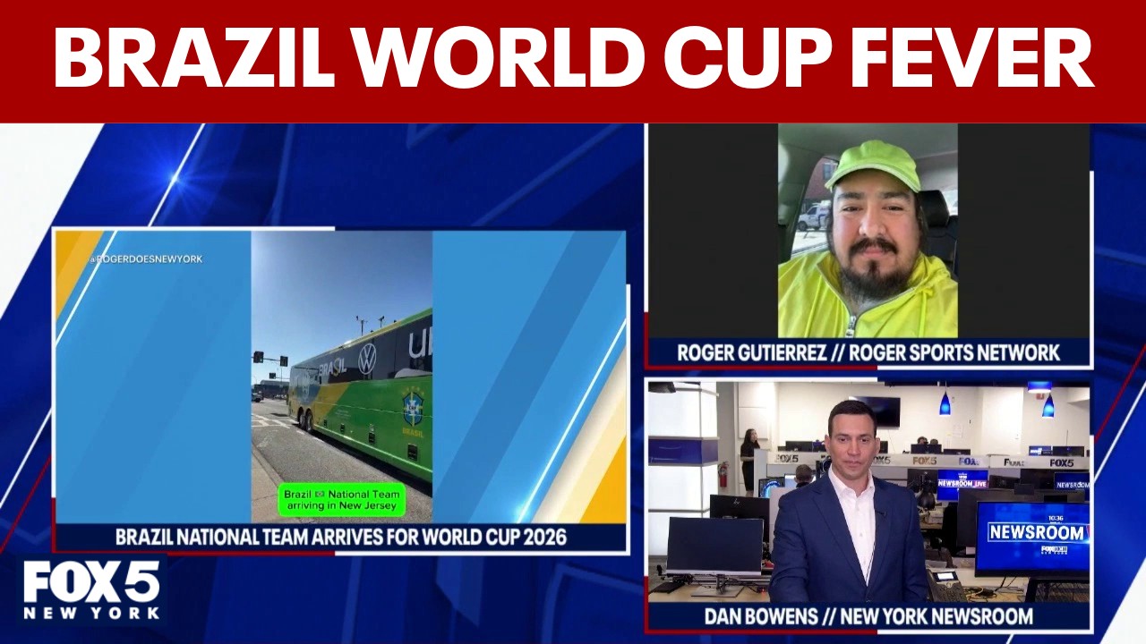 Video thumbnail for Blessed before departure: Brazil arrives in New Jersey for the World Cup