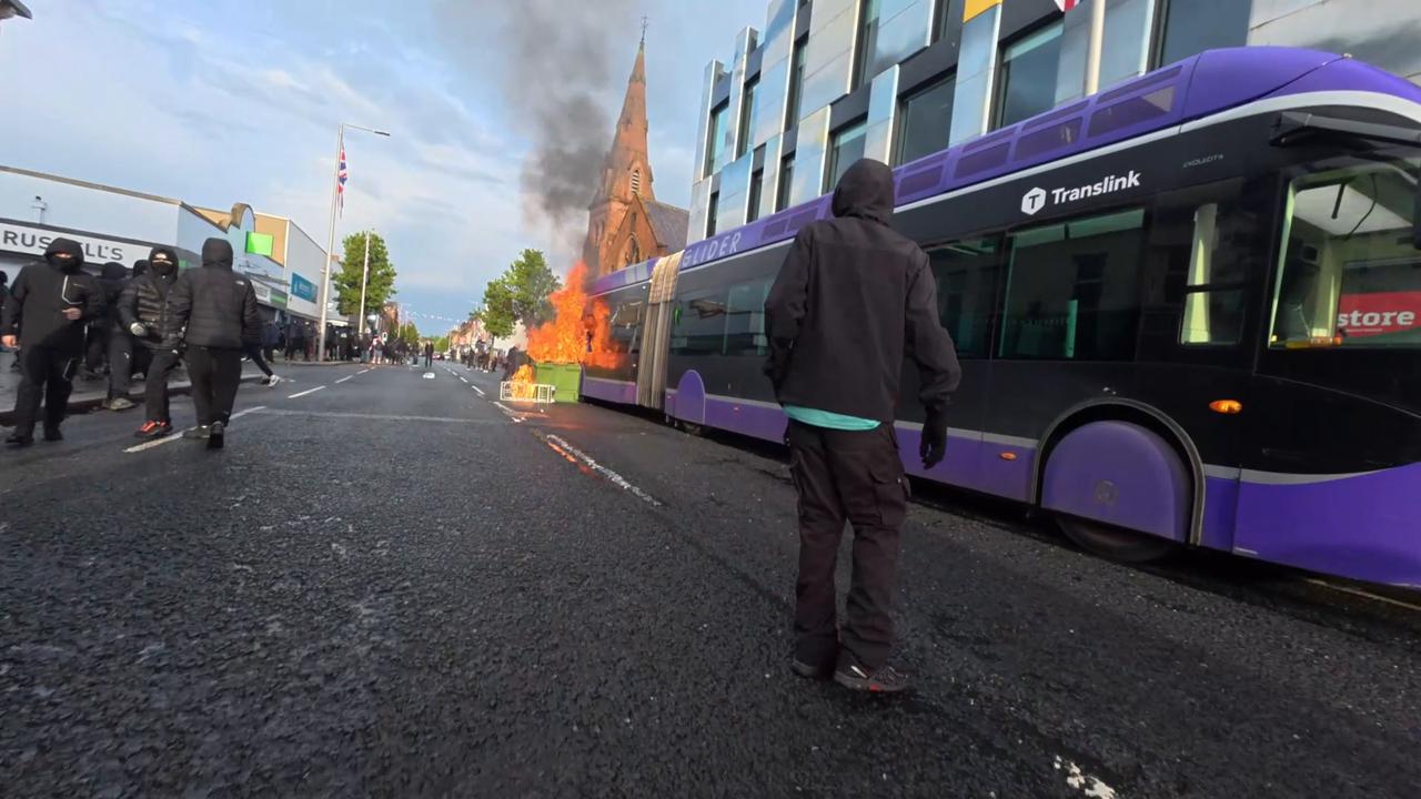 Video thumbnail for UK: Disorder continues in Belfast after knife attack leaves man seriously injured.