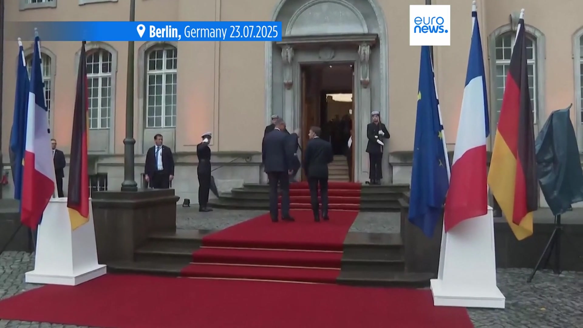 'Video thumbnail for Defence and tariffs top the agenda at Merz and Macron working dinner'