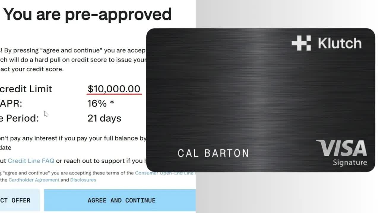 Video thumbnail for cal barton: klutch credit card pre-approval: soft pull, dynamic spending & virtual cards